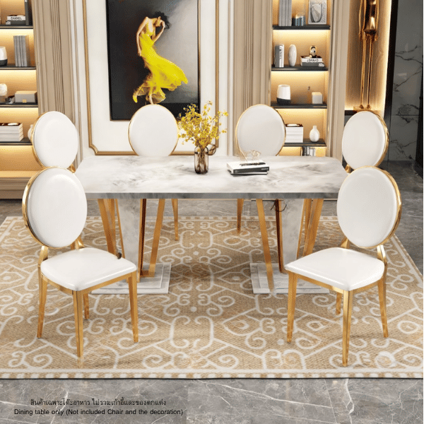 โต๊ะอาหารหินอ่อน WISDOM DESIGN FURNITURE รุ่น JOLIE 200 ซม. สีมาร์เบิ้ล/ทอง